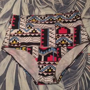 High waisted geometric printed swim suit